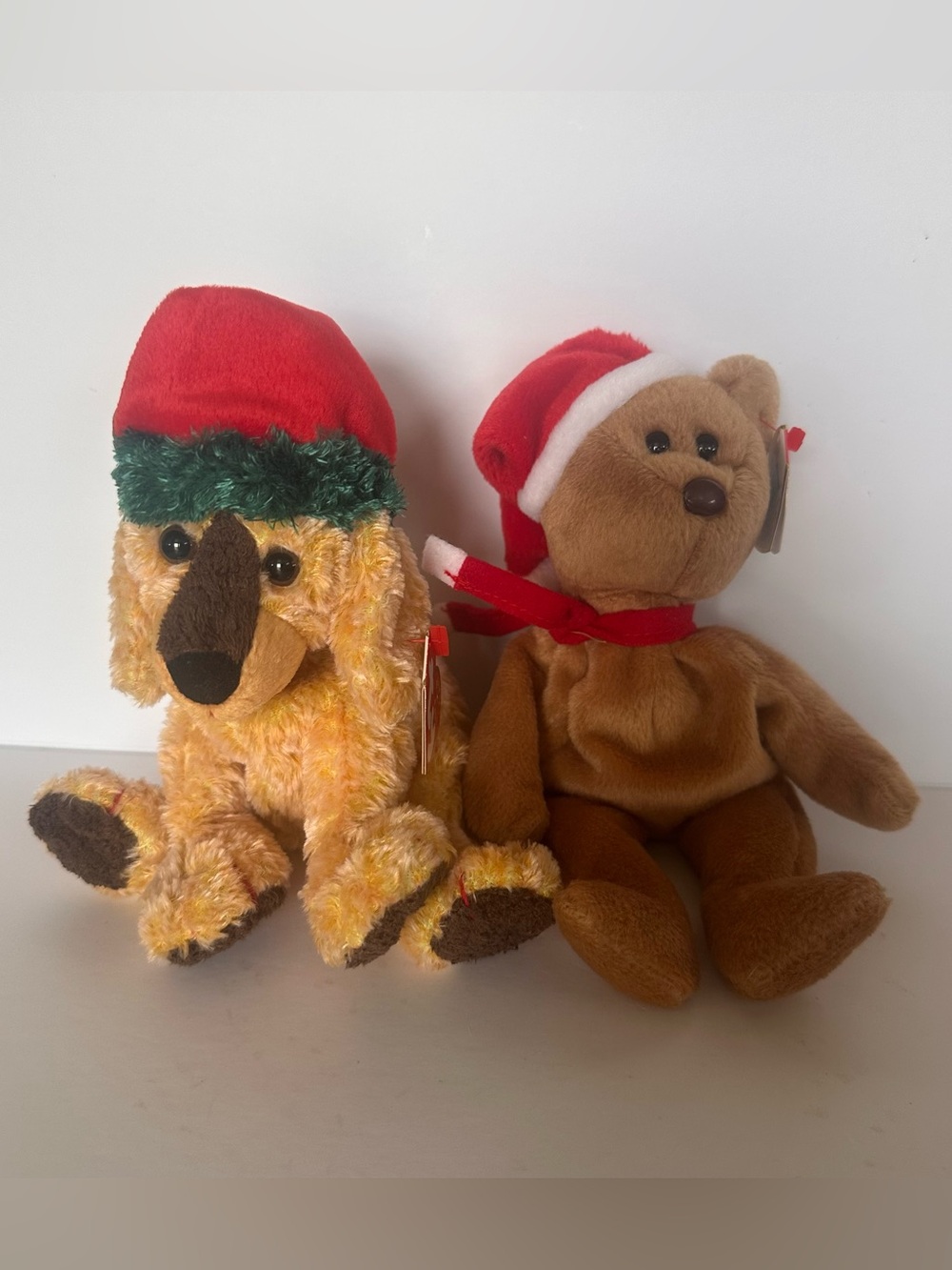Vintage TY Beanie Babies Christmas Lot 1997 Teddy & Jinglepup 2000 With Tags